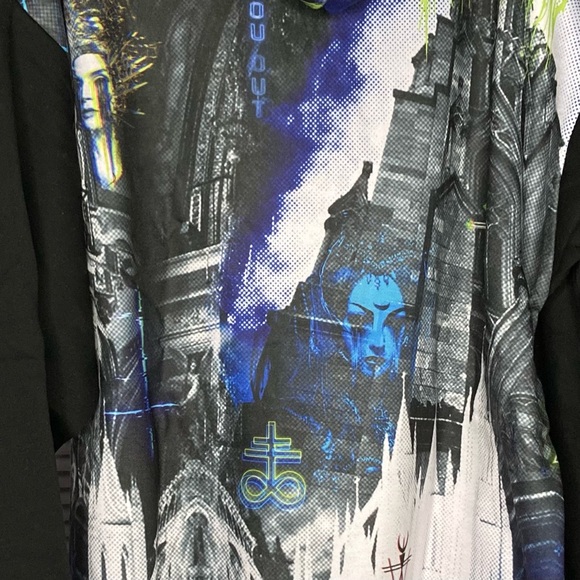 Widow Casual Corruption Gothic Graphic Zip Up Hoodie Large - Picture 6 of 6